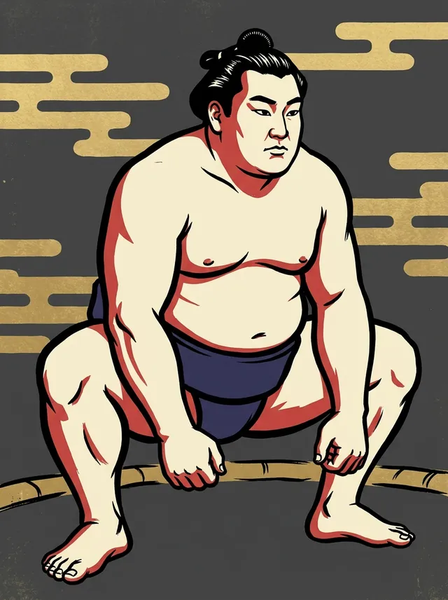 AI-generated illustration of a representative sumo wrestler. Not a photograph or a likeness of Hajimayama Masanobu.