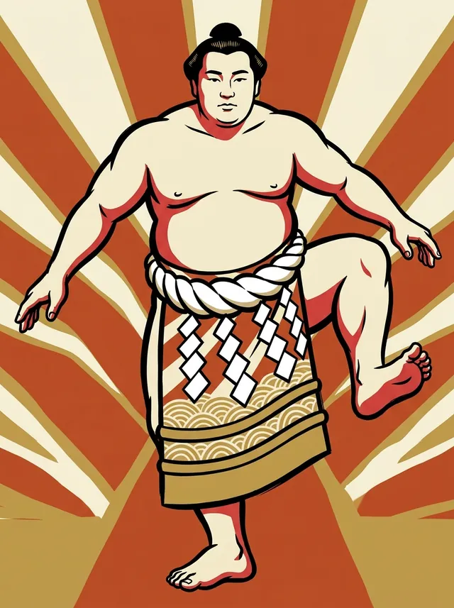 AI-generated illustration of a representative sumo wrestler. Not a photograph or a likeness of Tochinishiki Kiyotaka.