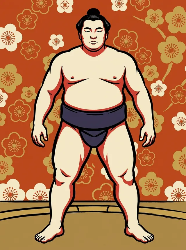 AI-generated illustration of a representative sumo wrestler. Not a photograph or a likeness of Dewanishiki Tadao.