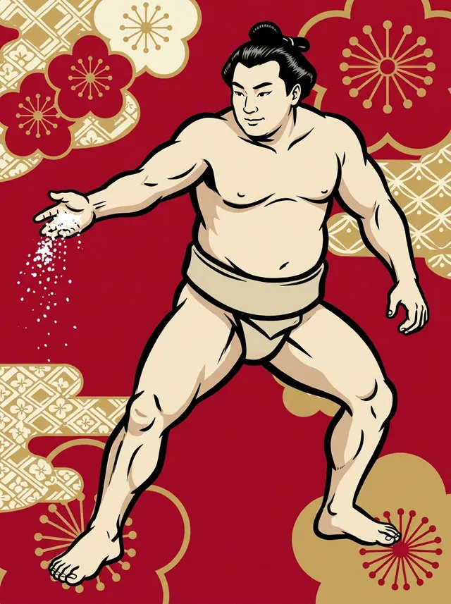 AI-generated illustration of a representative sumo wrestler. Not a photograph or a likeness of Narutoumi Kazuyuki.