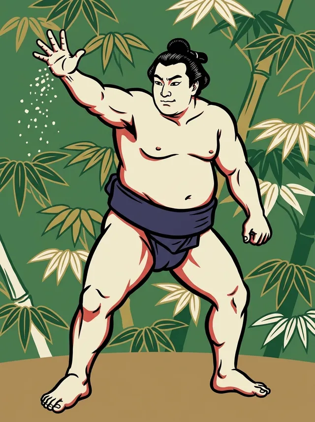 AI-generated illustration of a representative sumo wrestler. Not a photograph or a likeness of Yoshinosato Yasuhide.