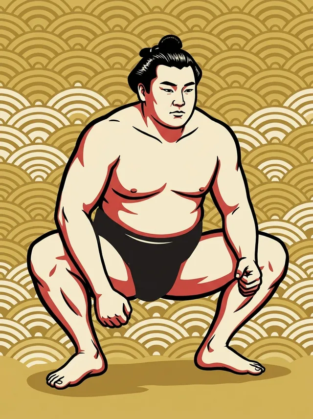 AI-generated illustration of a representative sumo wrestler. Not a photograph or a likeness of Kotogahama Sadao.