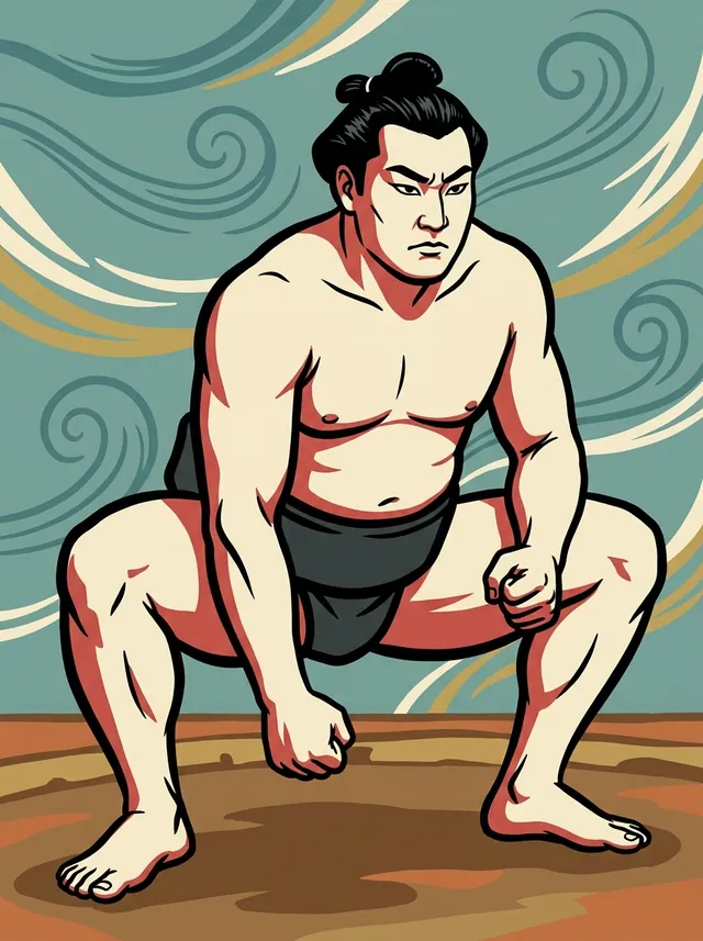 AI-generated illustration of a representative sumo wrestler. Not a photograph or a likeness of Shinobuyama Harusada.