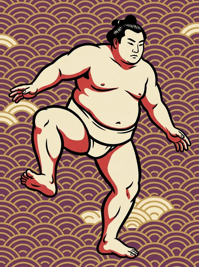 AI-generated illustration of a representative sumo wrestler. Not a photograph or a likeness of Kitanonada Noboru.
