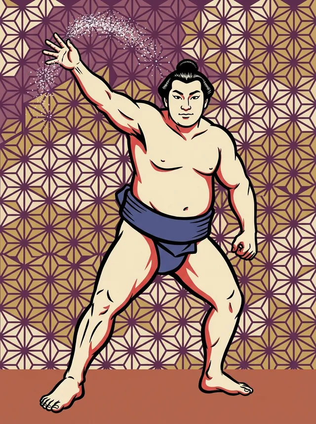 AI-generated illustration of a representative sumo wrestler. Not a photograph or a likeness of Chikumanishiki Takeshi.