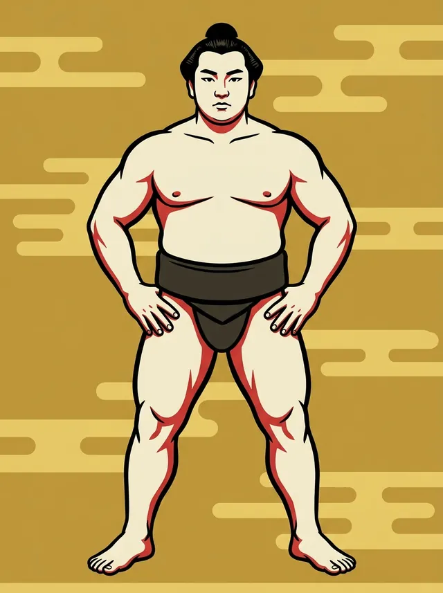 AI-generated illustration of a representative sumo wrestler. Not a photograph or a likeness of Shionishiki Yoshiaki.
