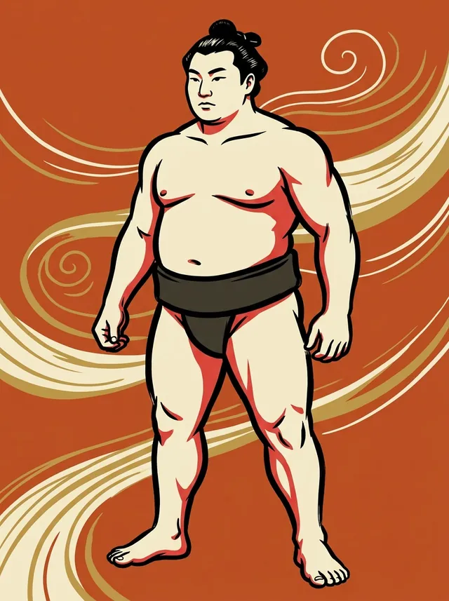 AI-generated illustration of a representative sumo wrestler. Not a photograph or a likeness of Dairyu Shiro.