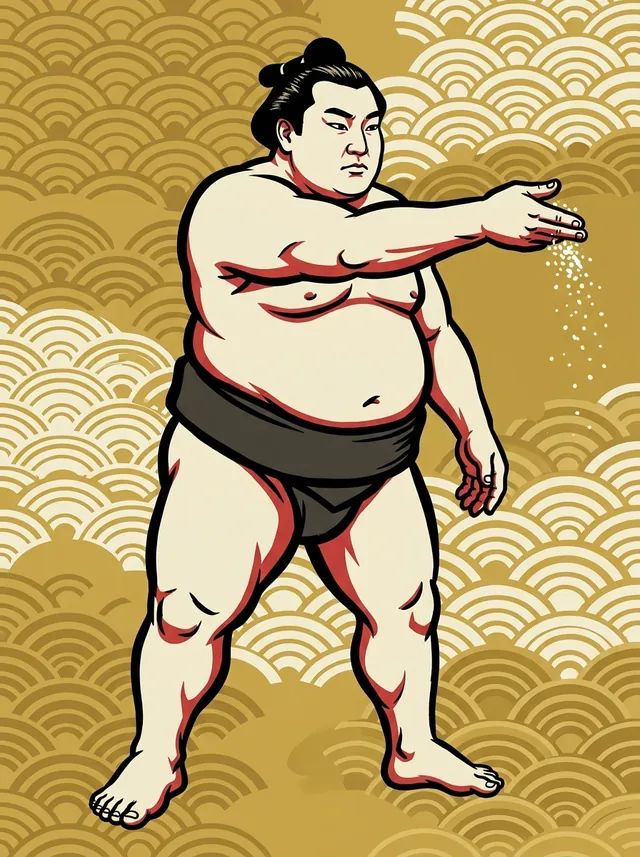AI-generated illustration of a representative sumo wrestler. Not a photograph or a likeness of Azumaumi Minoru.