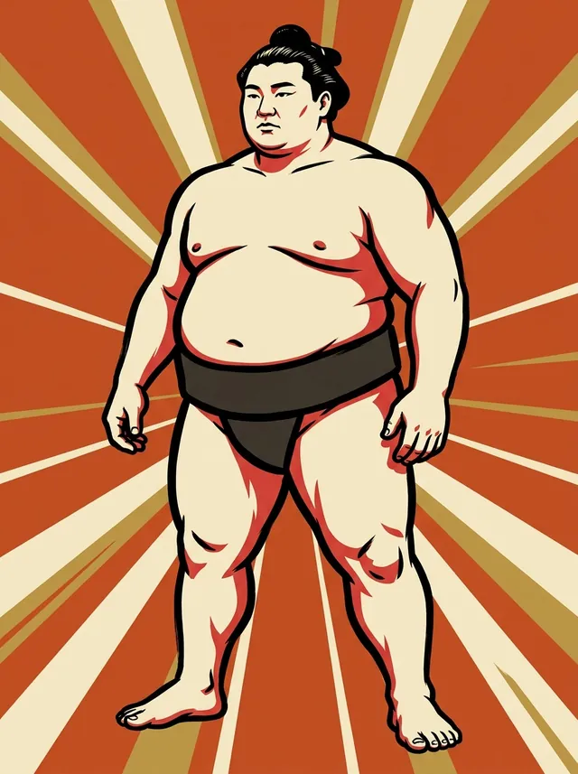 AI-generated illustration of a representative sumo wrestler. Not a photograph or a likeness of Wakahaguro Tomoaki.