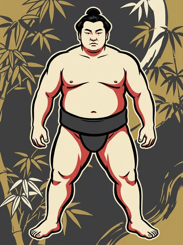 AI-generated illustration of a representative sumo wrestler. Not a photograph or a likeness of Tochihikari Masayuki.