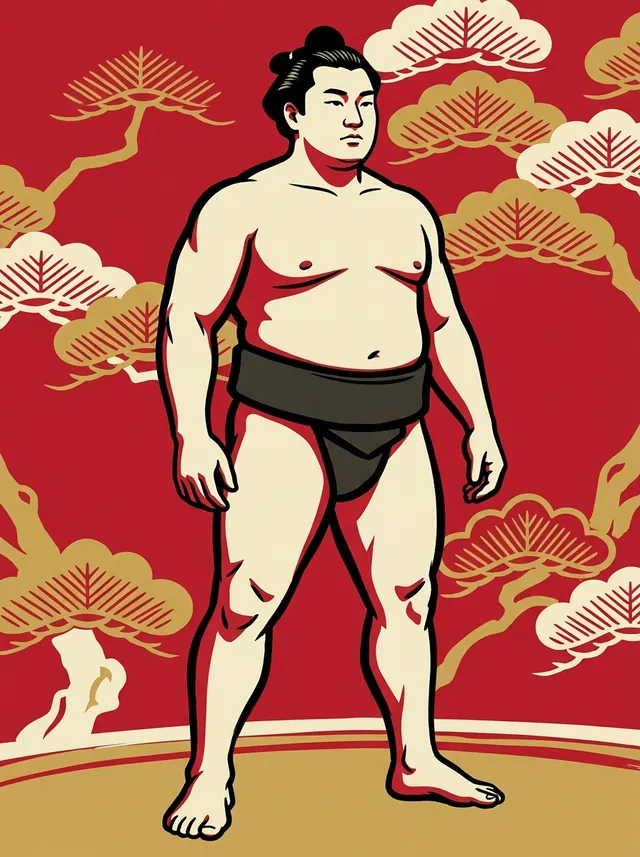 AI-generated illustration of a representative sumo wrestler. Not a photograph or a likeness of Ononishiki Kisaburo.