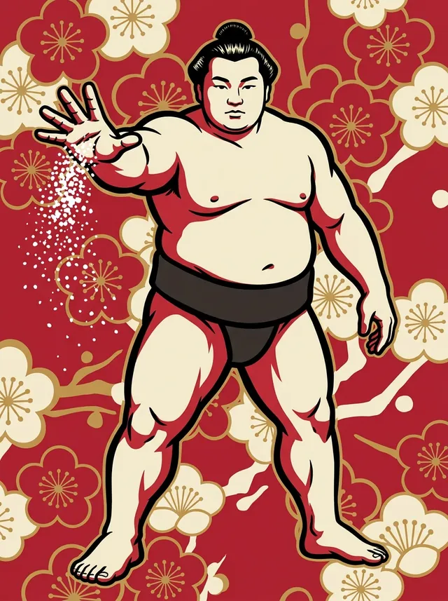 AI-generated illustration of a representative sumo wrestler. Not a photograph or a likeness of Oikawa Teruhisa.