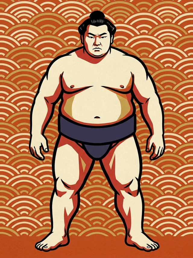 AI-generated illustration of a representative sumo wrestler. Not a photograph or a likeness of Oginohana Masaaki.