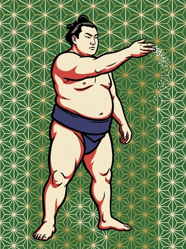 AI-generated illustration of a representative sumo wrestler. Not a photograph or a likeness of Daigo Hisateru.