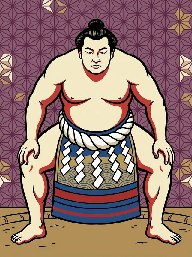 AI-generated illustration of a representative sumo wrestler. Not a photograph or a likeness of Taiho Koki.