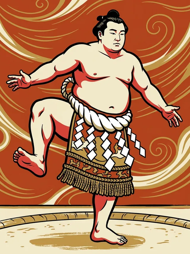 AI-generated illustration of a representative sumo wrestler. Not a photograph or a likeness of Tochinoumi Teruyoshi.