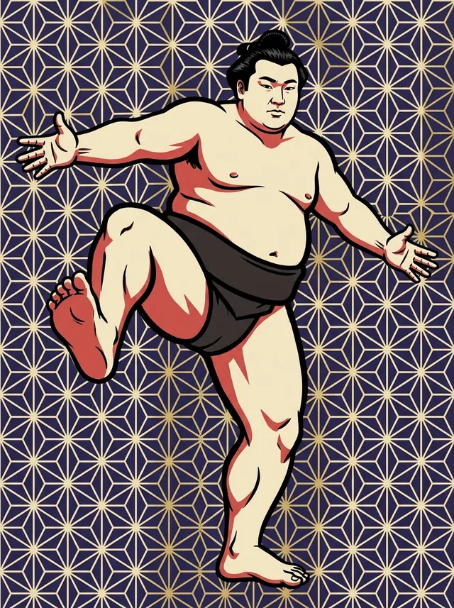 AI-generated illustration of a representative sumo wrestler. Not a photograph or a likeness of Yutakayama Katsuo.