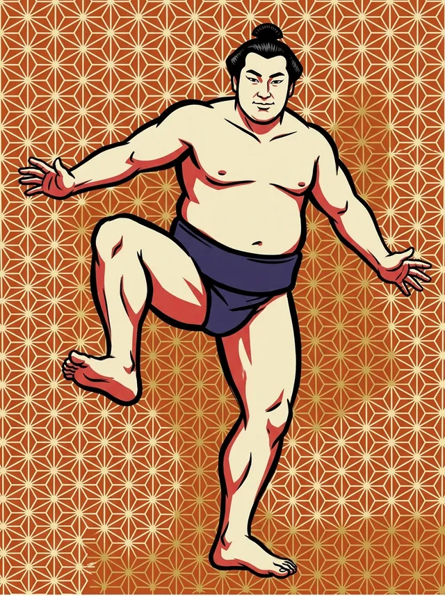 AI-generated illustration of a representative sumo wrestler. Not a photograph or a likeness of Okanoyama Yoshiro.
