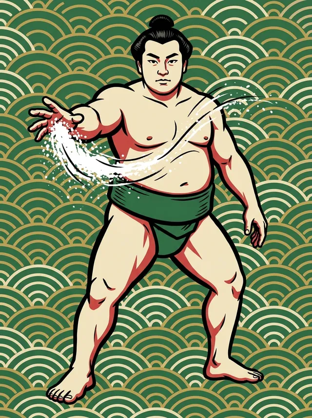 AI-generated illustration of a representative sumo wrestler. Not a photograph or a likeness of Kitsui Keizo.