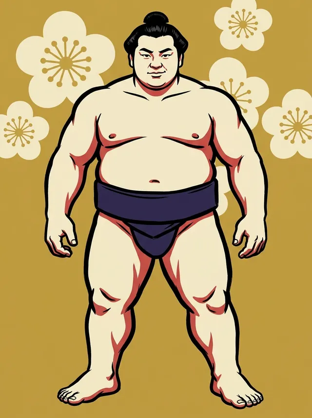 AI-generated illustration of a representative sumo wrestler. Not a photograph or a likeness of Azumanishiki Eizaburo.