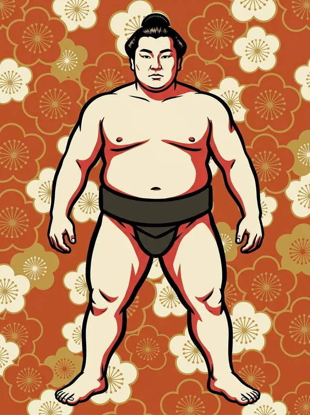 AI-generated illustration of a representative sumo wrestler. Not a photograph or a likeness of Wakanaruto Kiyomi.