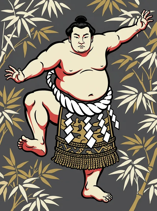AI-generated illustration of a representative sumo wrestler. Not a photograph or a likeness of Kotozakura Masakatsu.