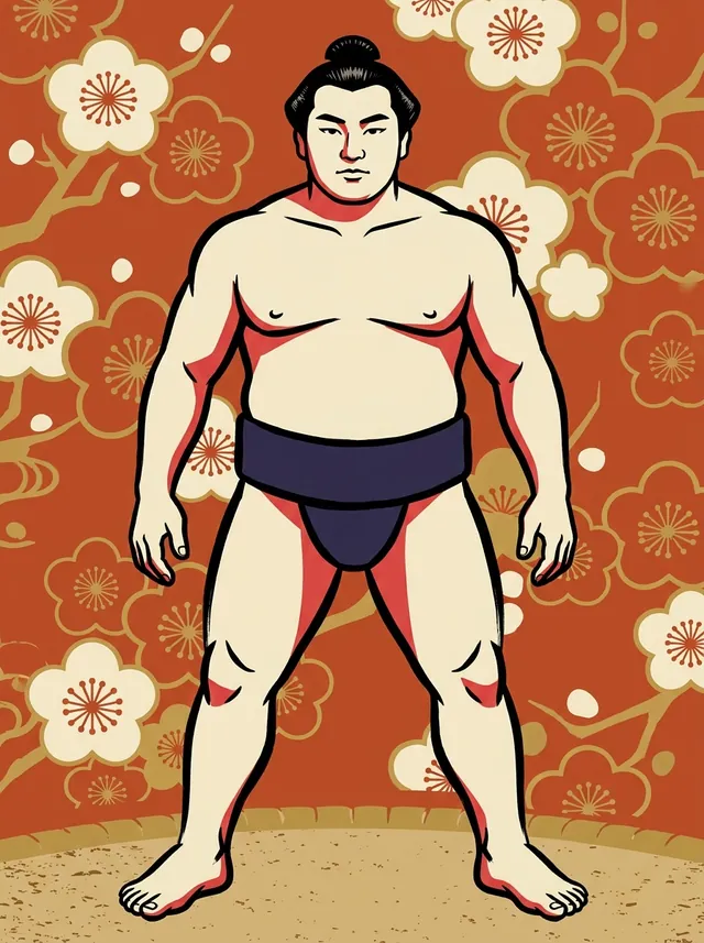 AI-generated illustration of a representative sumo wrestler. Not a photograph or a likeness of Aranami Hideyoshi.