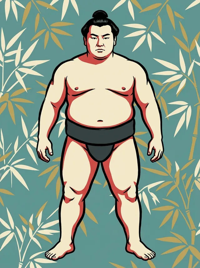 AI-generated illustration of a representative sumo wrestler. Not a photograph or a likeness of Kotetsuyama Toyoya.