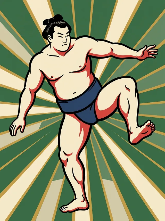 AI-generated illustration of a representative sumo wrestler. Not a photograph or a likeness of Sawahikari Yukio.