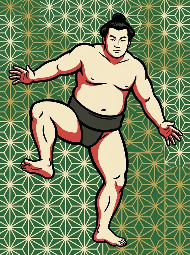 AI-generated illustration of a representative sumo wrestler. Not a photograph or a likeness of Nagata.