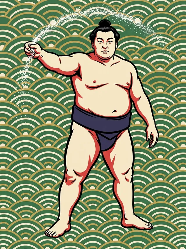AI-generated illustration of a representative sumo wrestler. Not a photograph or a likeness of Fukunohana Koichi.