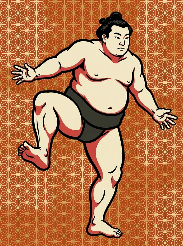 AI-generated illustration of a representative sumo wrestler. Not a photograph or a likeness of Wakafutase Tadayuki.