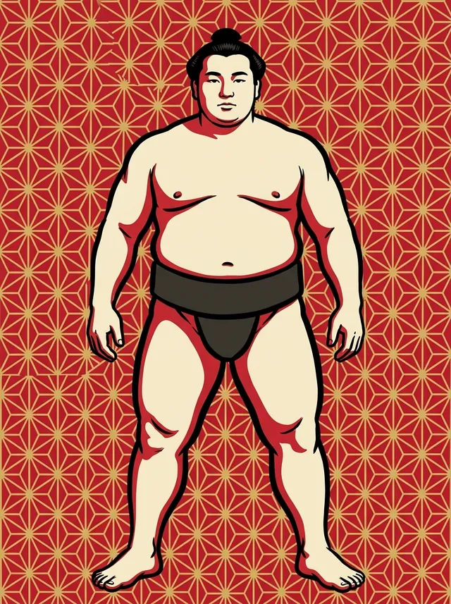 AI-generated illustration of a representative sumo wrestler. Not a photograph or a likeness of Maenoyama Taro.