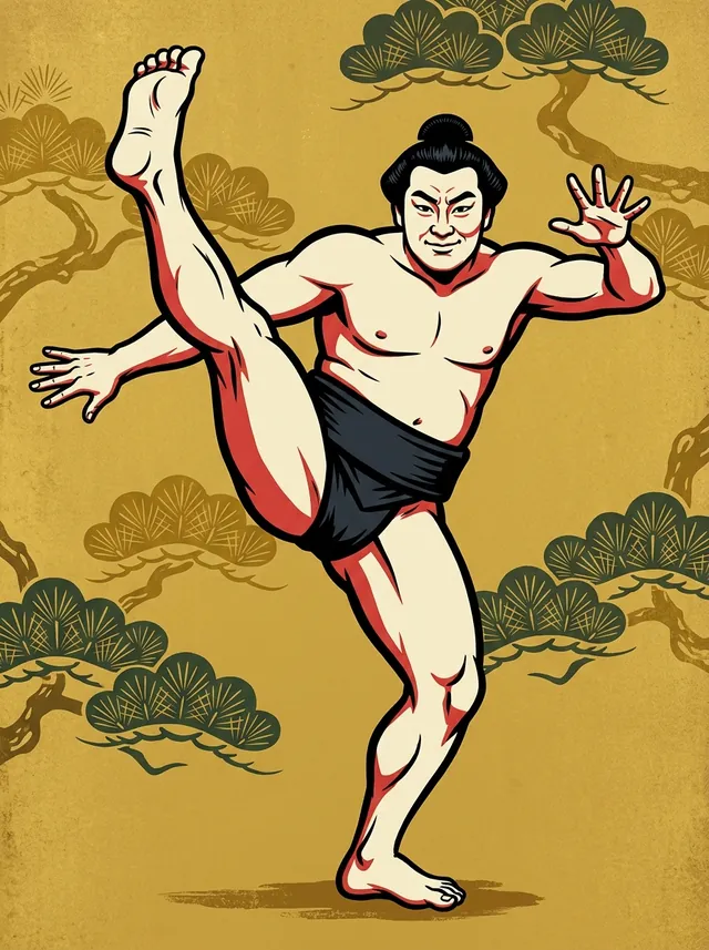 AI-generated illustration of a representative sumo wrestler. Not a photograph or a likeness of Kitanohana Katsutoshi.