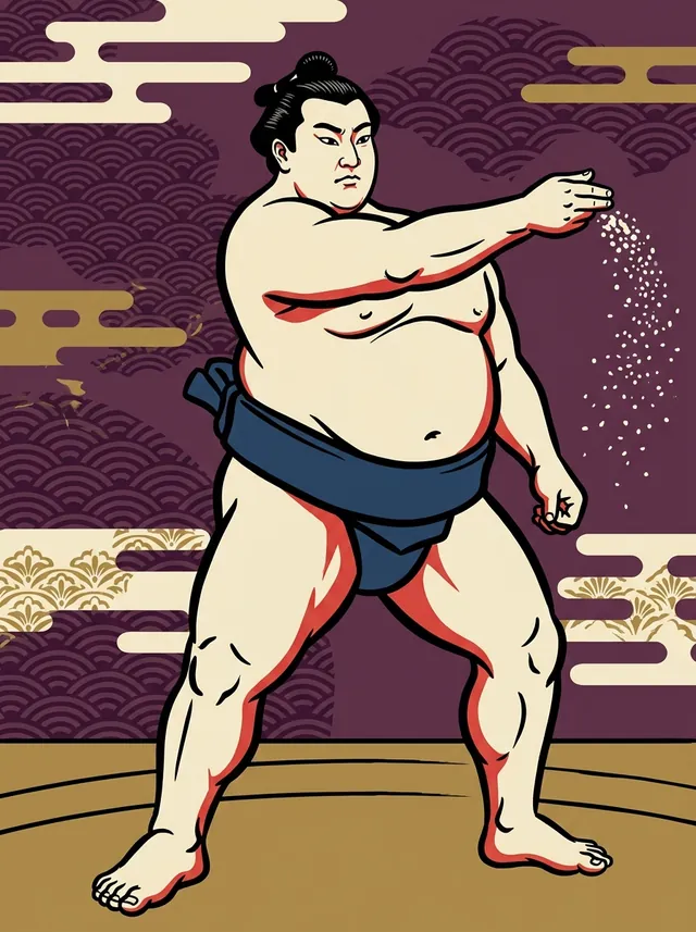 AI-generated illustration of a representative sumo wrestler. Not a photograph or a likeness of Kurohimeyama Hideo.