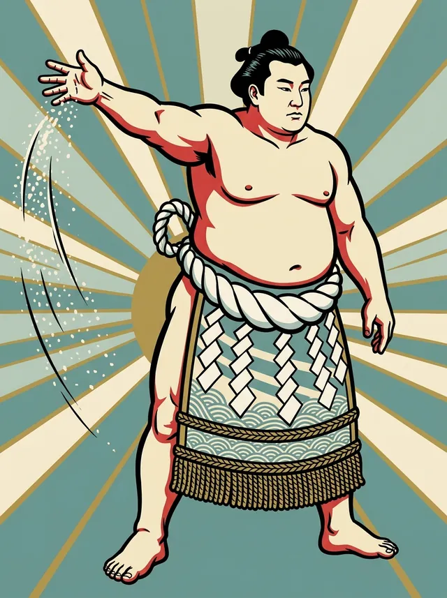 AI-generated illustration of a representative sumo wrestler. Not a photograph or a likeness of Mienoumi Tsuyoshi.
