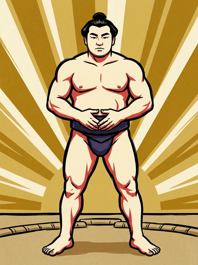 AI-generated illustration of a representative sumo wrestler. Not a photograph or a likeness of Kongo Masahiro.