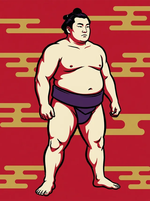 AI-generated illustration of a representative sumo wrestler. Not a photograph or a likeness of Ryuo Yuki.