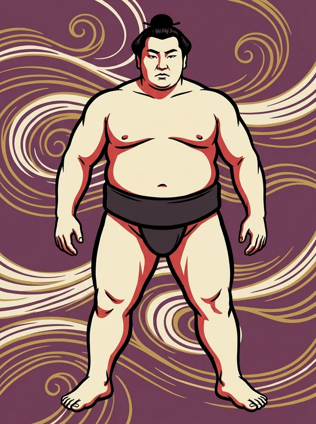 AI-generated illustration of a representative sumo wrestler. Not a photograph or a likeness of Fujizakura Yoshimori.