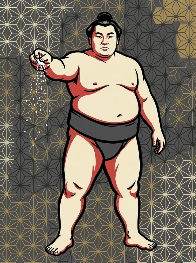 AI-generated illustration of a representative sumo wrestler. Not a photograph or a likeness of Futatsuryu Junichi.