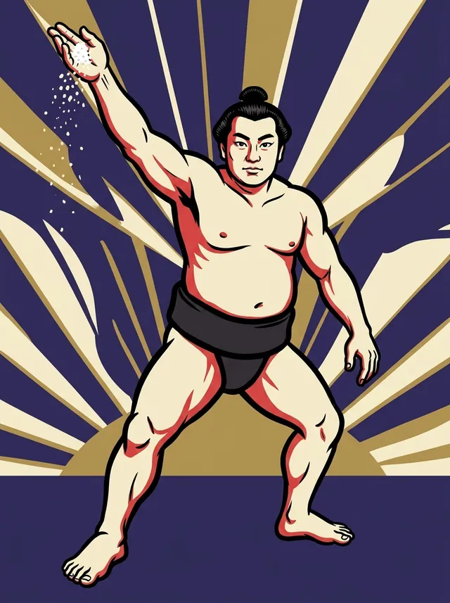 AI-generated illustration of a representative sumo wrestler. Not a photograph or a likeness of Kitaseumi Hiromitsu.