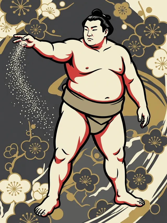 AI-generated illustration of a representative sumo wrestler. Not a photograph or a likeness of Makimoto Eisuke.