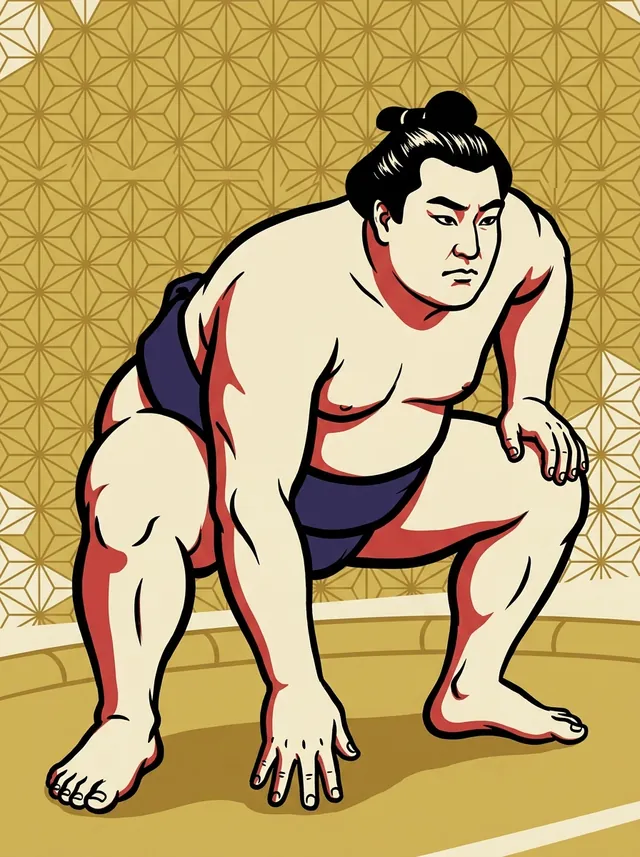 AI-generated illustration of a representative sumo wrestler. Not a photograph or a likeness of Wakajishi Shigenori.