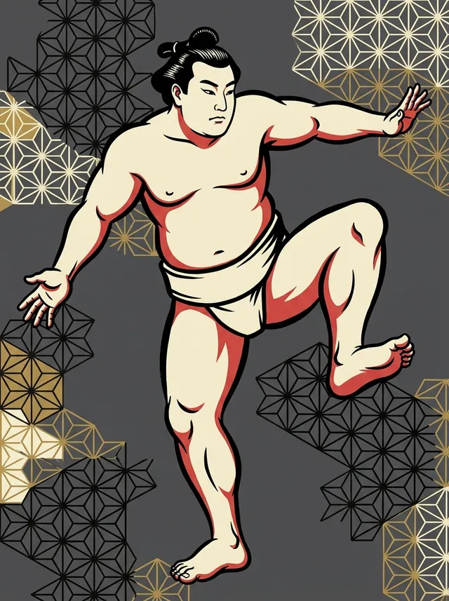 AI-generated illustration of a representative sumo wrestler. Not a photograph or a likeness of Maruyama Takahiko.