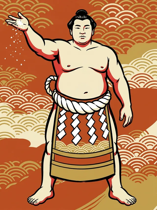 AI-generated illustration of a representative sumo wrestler. Not a photograph or a likeness of Wakanohana Kanji.