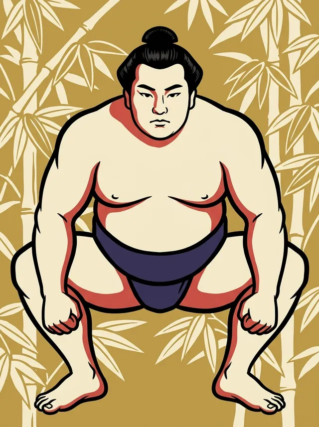 AI-generated illustration of a representative sumo wrestler. Not a photograph or a likeness of Tamakiyama Masanori.