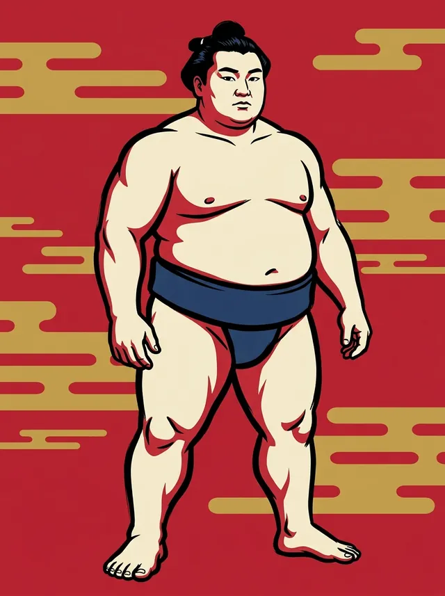 AI-generated illustration of a representative sumo wrestler. Not a photograph or a likeness of Kirinji Kazuharu.