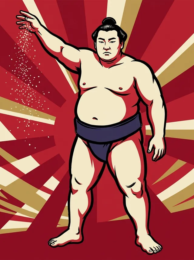 AI-generated illustration of a representative sumo wrestler. Not a photograph or a likeness of Wakashimazu Mutsuo.