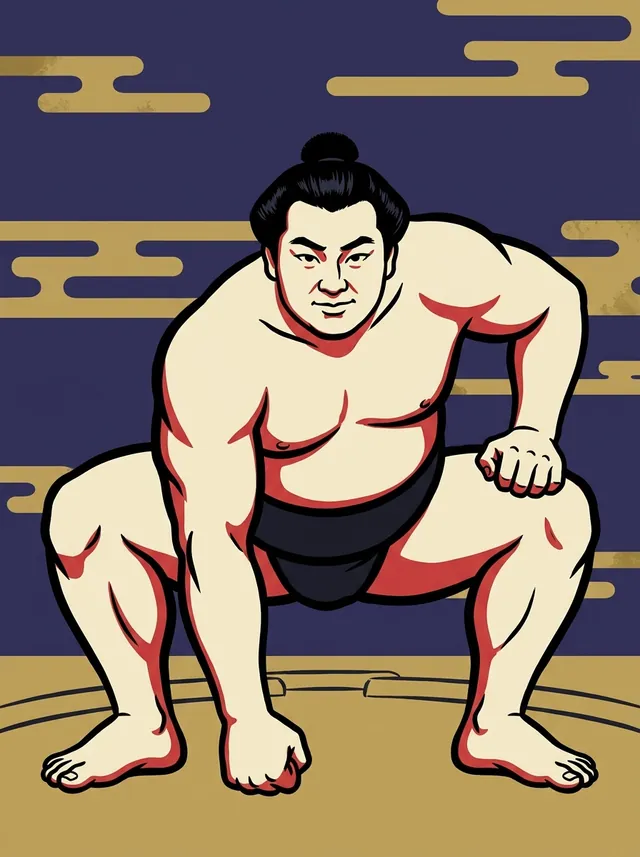 AI-generated illustration of a representative sumo wrestler. Not a photograph or a likeness of Kotochitose Kosei.