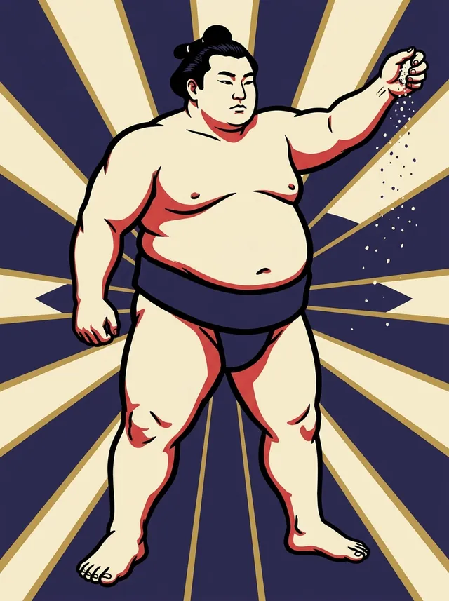 AI-generated illustration of a representative sumo wrestler. Not a photograph or a likeness of Tochimatoi Yuko.